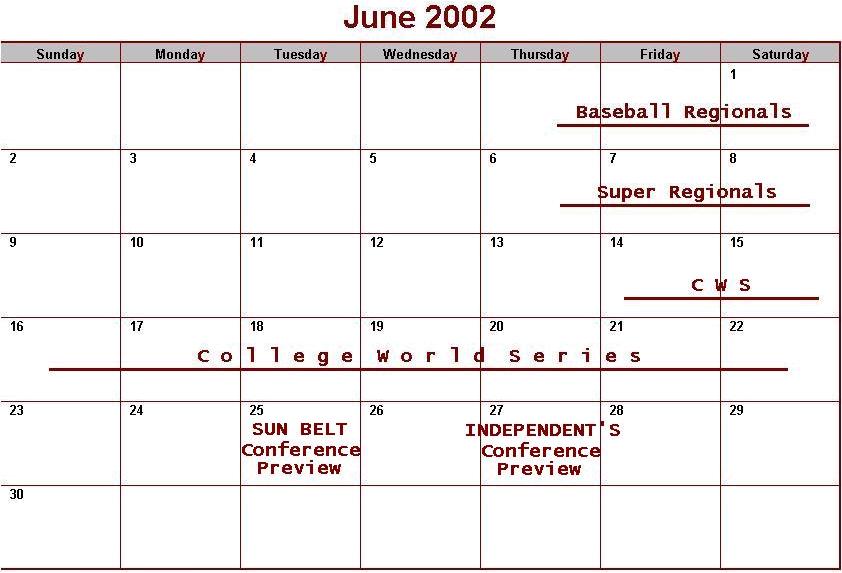 June Preview Schedule